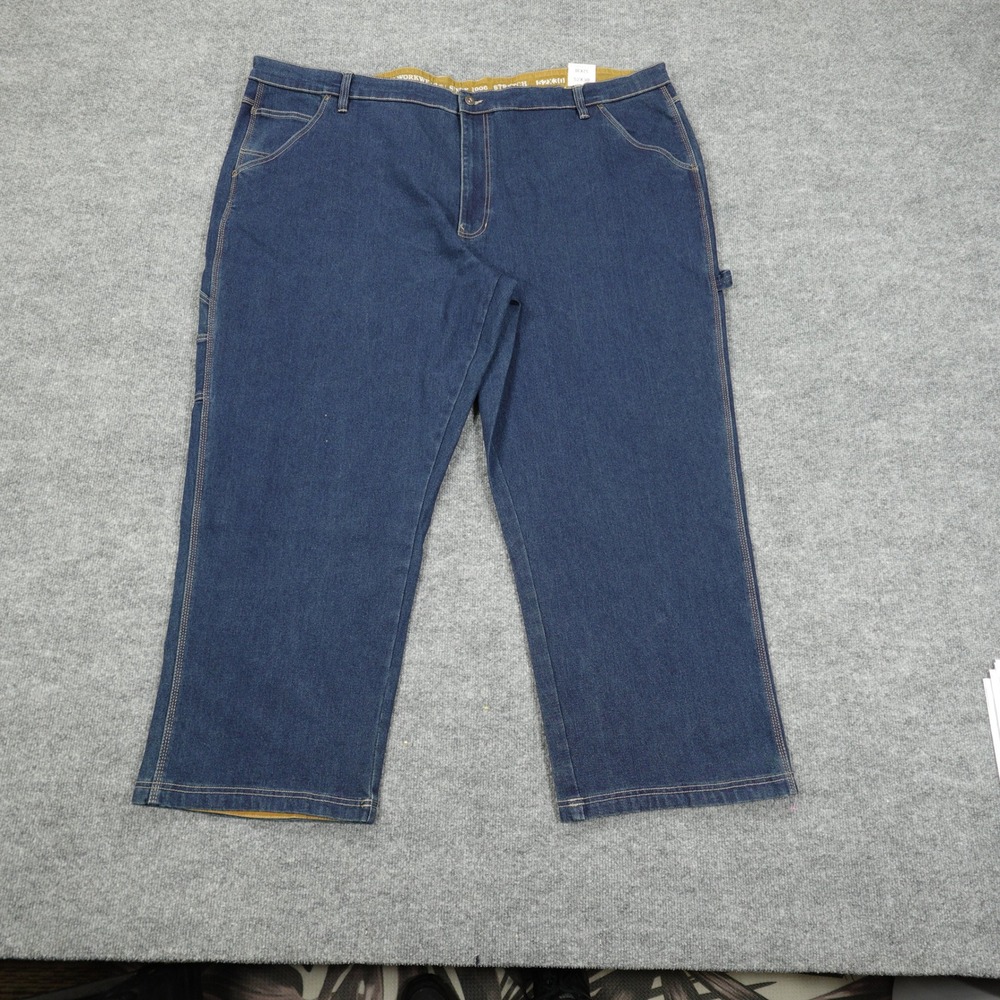 Smith's Workwear Carpenter Jeans Men 52x30 Dark Blue Relaxed Fit Stretch Utility